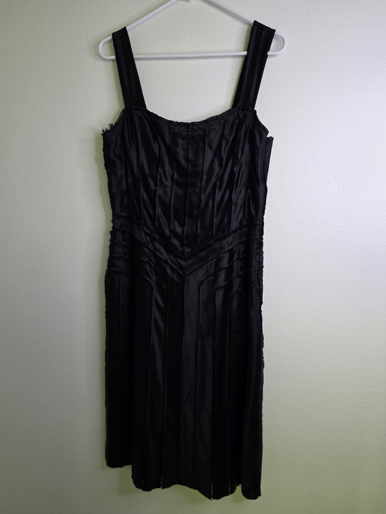 Archival Calvin Klein Collection | 100% Silk Raw-Edge Panel Midi Dress | Size 6 - Picture 3 of 11